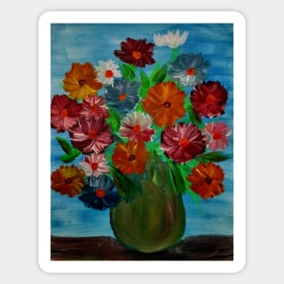 Some lovely flowers. In a metallic turquoise and gold vase . Sticker